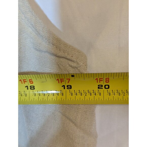 La Lavon Beige Sleeveless Pleated Crop Top With Tie Front Rayon & Linen Blend Li - Picture 5 of 6